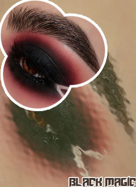 Red and black eye makeup